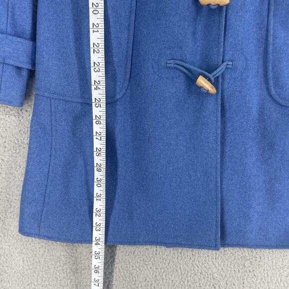 J.Crew Coat Womens Medium Blue Hooded Toggle Duffle Wool Blend Lined Pockets - Picture 3 of 13